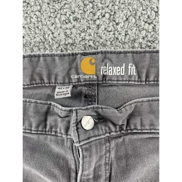 Carhartt Utility Carpenter Relaxed Fit Pants Mens 42x32 Gray Work Pockets Canvas - Picture 4 of 10